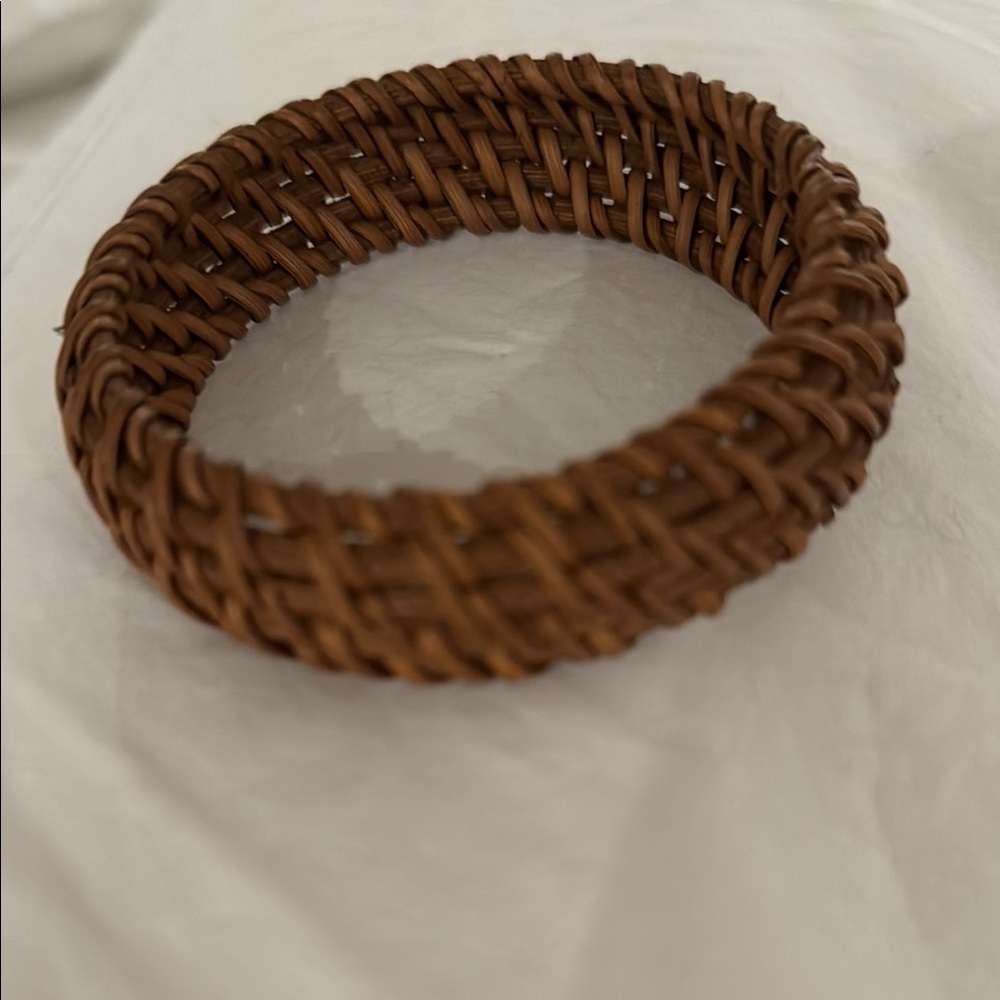 Woven Round Rattan bracelat Brown